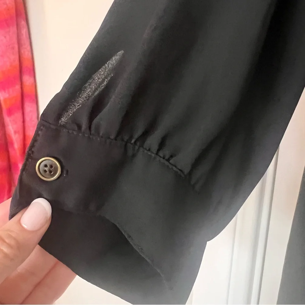 Karen Kane Black Blouse with Gold Studded Trim - Picture 4 of 8